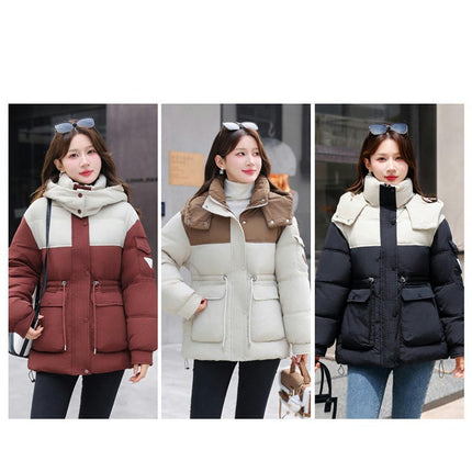 Women Long Sleeve Thicken Puffer Hooded Jacket Winter Padded Outerwear