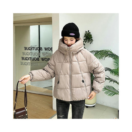 Women's Cropped Puffer Jacket Hooded Zip Up Quilted Padded Coat Winter Warm Outwear