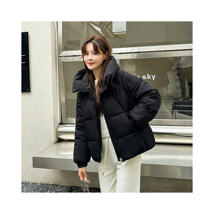 Women's Cropped Puffer Jacket Hooded Zip Up Quilted Padded Coat Winter Warm Outwear