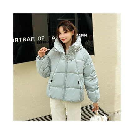 Women's Cropped Puffer Jacket Hooded Zip Up Quilted Padded Coat Winter Warm Outwear