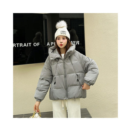 Women's Cropped Puffer Jacket Hooded Zip Up Quilted Padded Coat Winter Warm Outwear