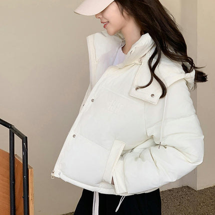 Women's Winter Coat Cropped Puffer Jacket Long Sleeve Hooded Short Outerwear