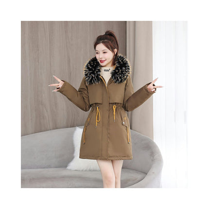 Women's Coat Warm Thicken Parka Winter Jacket with Faux Fur Hood