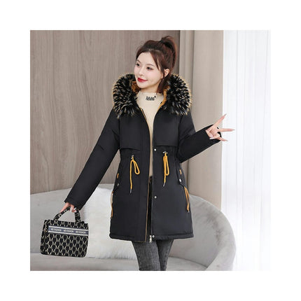 Women's Coat Warm Thicken Parka Winter Jacket with Faux Fur Hood