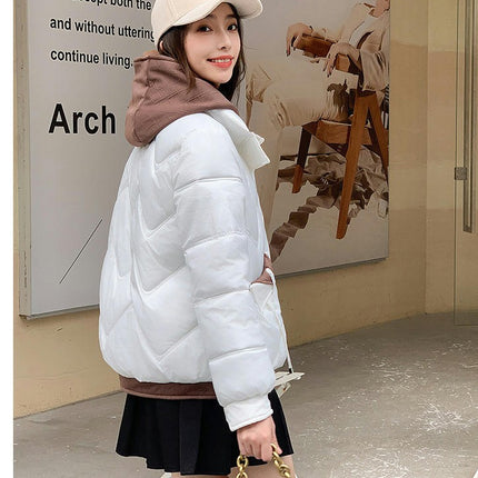 Womens Cropped Puffer Jacket Short Padded Quilted Coat with Hood