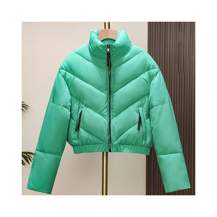 Women's Cropped Puffer Jacket Quilted Zip Up Winter Short Coat