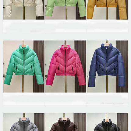 Women's Cropped Puffer Jacket Quilted Zip Up Winter Short Coat