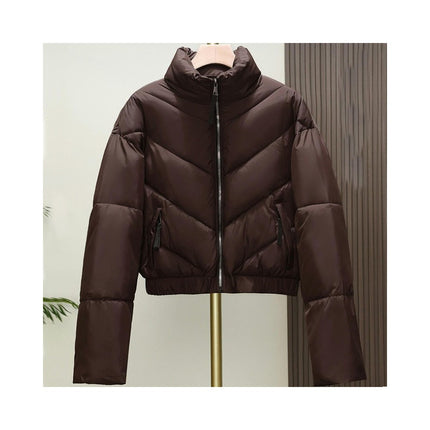 Women's Cropped Puffer Jacket Quilted Zip Up Winter Short Coat