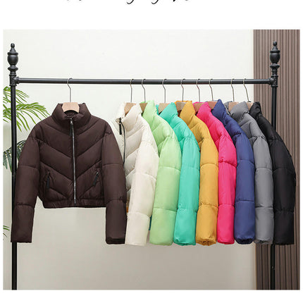 Women's Cropped Puffer Jacket Quilted Zip Up Winter Short Coat