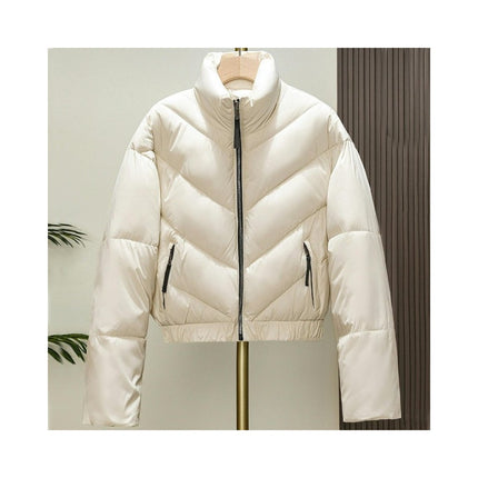 Women's Cropped Puffer Jacket Quilted Zip Up Winter Short Coat