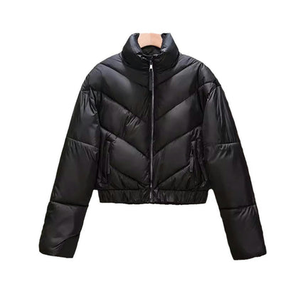 Women's Cropped Puffer Jacket Quilted Zip Up Winter Short Coat