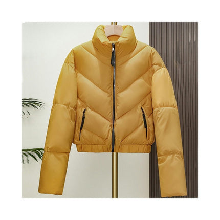 Women's Cropped Puffer Jacket Quilted Zip Up Winter Short Coat