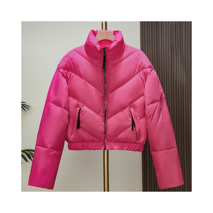 Women's Cropped Puffer Jacket Quilted Zip Up Winter Short Coat