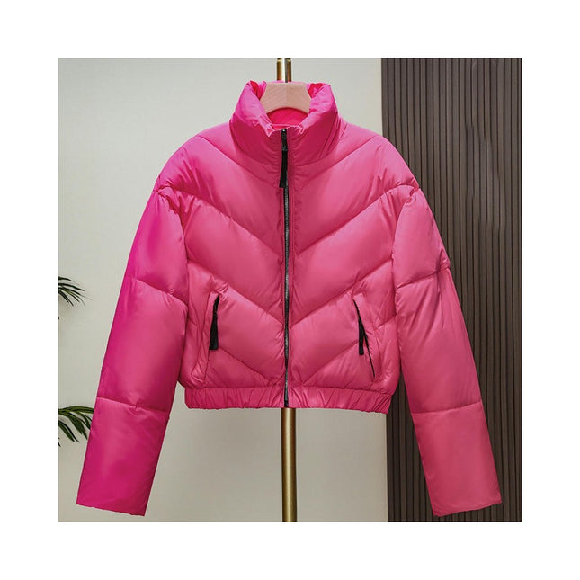 Women's Cropped Puffer Jacket Quilted Zip Up Winter Short Coat