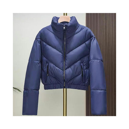 Women's Cropped Puffer Jacket Quilted Zip Up Winter Short Coat