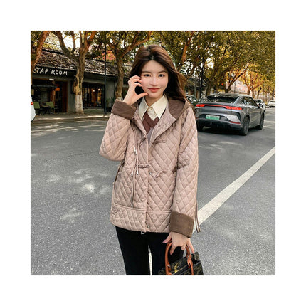 Women Short Down Jackets Winter Hooded Quilted Puffer Coat