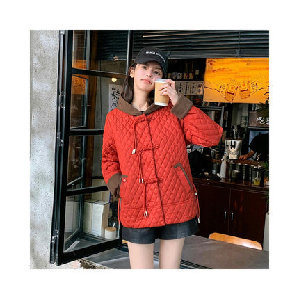 Women Short Down Jackets Winter Hooded Quilted Puffer Coat