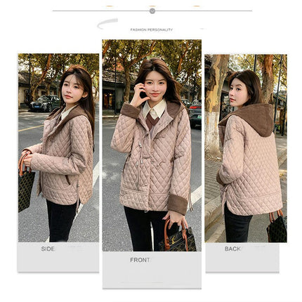 Women Short Down Jackets Winter Hooded Quilted Puffer Coat