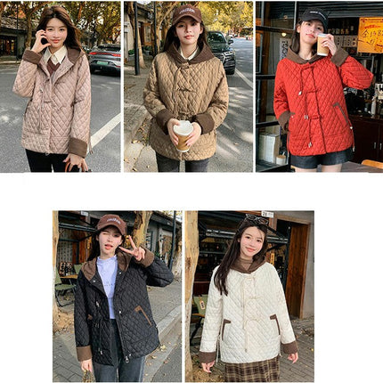 Women Short Down Jackets Winter Hooded Quilted Puffer Coat