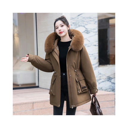 Women's Thicken Parka Coat Winter Warm Parka Jacket with Faux Fur Hood