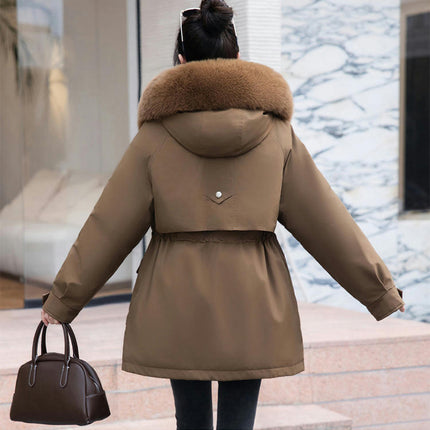 Women's Thicken Parka Coat Winter Warm Parka Jacket with Faux Fur Hood