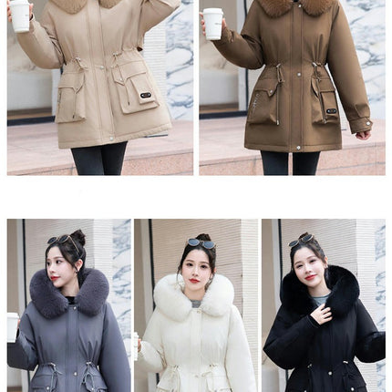 Women's Thicken Parka Coat Winter Warm Parka Jacket with Faux Fur Hood