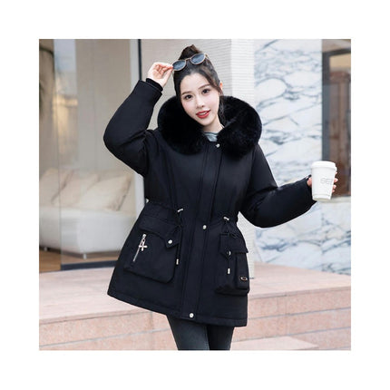 Women's Thicken Parka Coat Winter Warm Parka Jacket with Faux Fur Hood