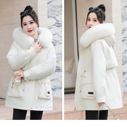 Women's Thicken Parka Coat Winter Warm Parka Jacket with Faux Fur Hood