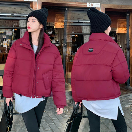 Women's Long Sleeve Zip Up Puffer Jacket Winter Quilted Cropped Outwear