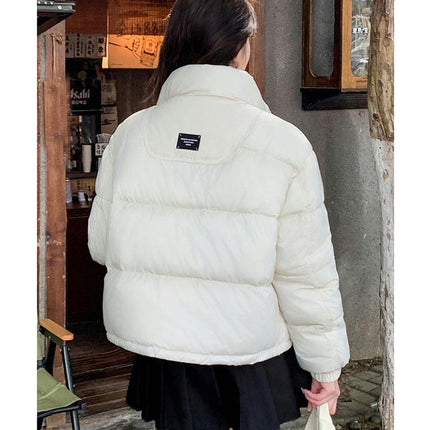 Women's Long Sleeve Zip Up Puffer Jacket Winter Quilted Cropped Outwear