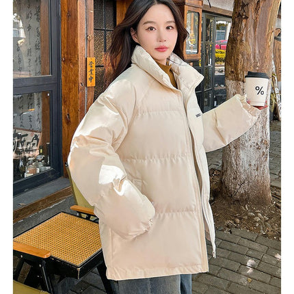 Womens Winter Quilted Puffer Jackets Long Sleeve Zip Up Coats