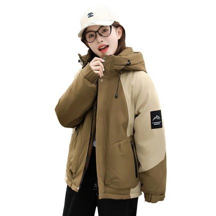 Women's Cropped Puffer Jacket Hooded Zip Up Coat Winter Warm Outwear