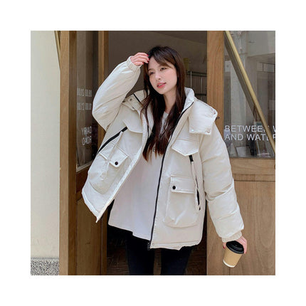 Women Winter Jacket Thicken Hooded Warm Long Sleeves Coat