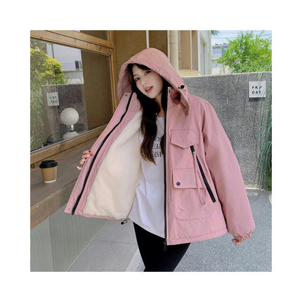 Women Winter Jacket Thicken Hooded Warm Long Sleeves Coat