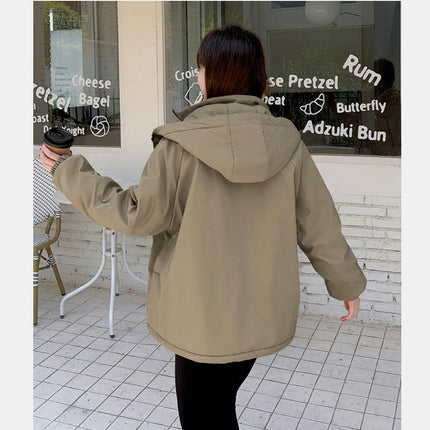 Women Winter Jacket Thicken Hooded Warm Long Sleeves Coat