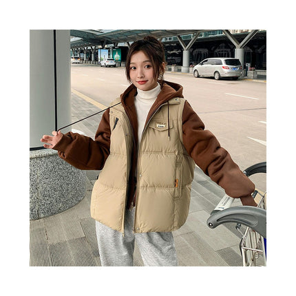 Women's Winter Cropped Puffer Jacket Hooded Long Sleeve Zip Up Short Outwear