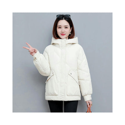 Women's Winter Hooded Puffer Jacket Long Sleeve Zip Up Short Coat