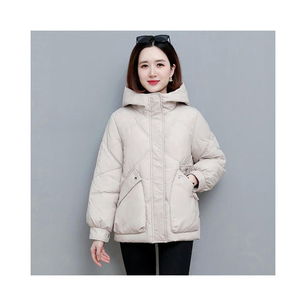 Women's Winter Hooded Puffer Jacket Long Sleeve Zip Up Short Coat