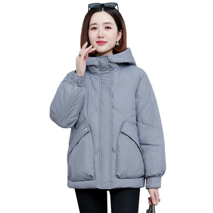 Women's Winter Hooded Puffer Jacket Long Sleeve Zip Up Short Coat