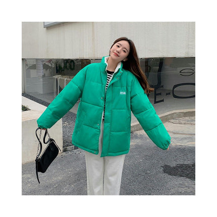 Puffer Jackets for Women Baggy Warm Stand Collar Long Sleeve Full Zip Short Coat