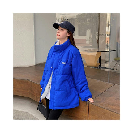 Puffer Jackets for Women Baggy Warm Stand Collar Long Sleeve Full Zip Short Coat