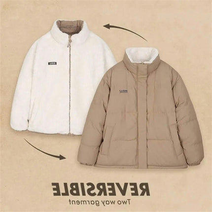 Puffer Jackets for Women Baggy Warm Stand Collar Long Sleeve Full Zip Short Coat