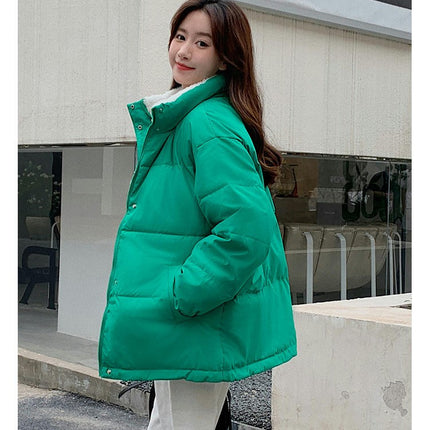 Puffer Jackets for Women Baggy Warm Stand Collar Long Sleeve Full Zip Short Coat