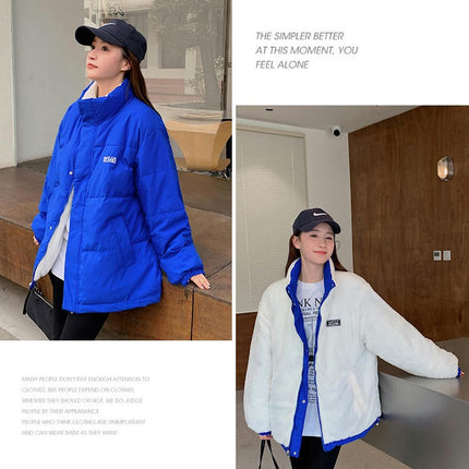 Puffer Jackets for Women Baggy Warm Stand Collar Long Sleeve Full Zip Short Coat