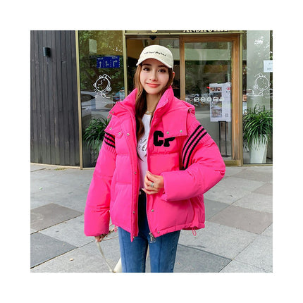 Women's Cropped Hooded Puffer Jacket Zip Up Winter Warm Short Outerwear