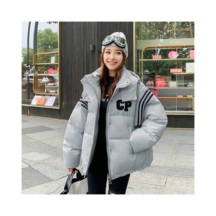 Women's Cropped Hooded Puffer Jacket Zip Up Winter Warm Short Outerwear