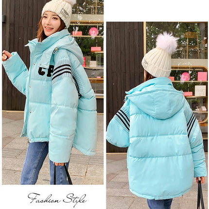 Women's Cropped Hooded Puffer Jacket Zip Up Winter Warm Short Outerwear