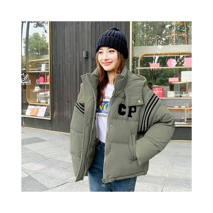 Women's Cropped Hooded Puffer Jacket Zip Up Winter Warm Short Outerwear