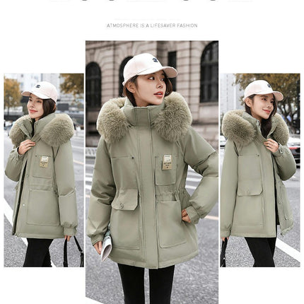 Women's Thicken Winter Coat Parka Jacket with Faux Fur Hood