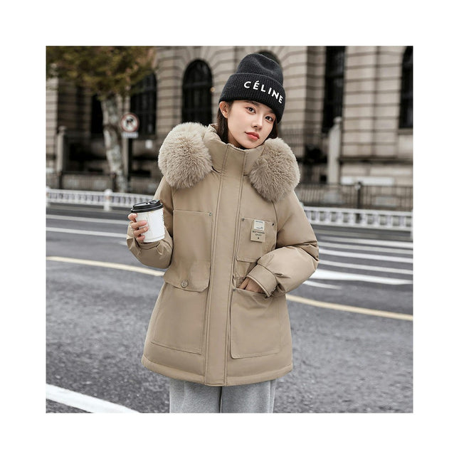 Women's Thicken Winter Coat Parka Jacket with Faux Fur Hood